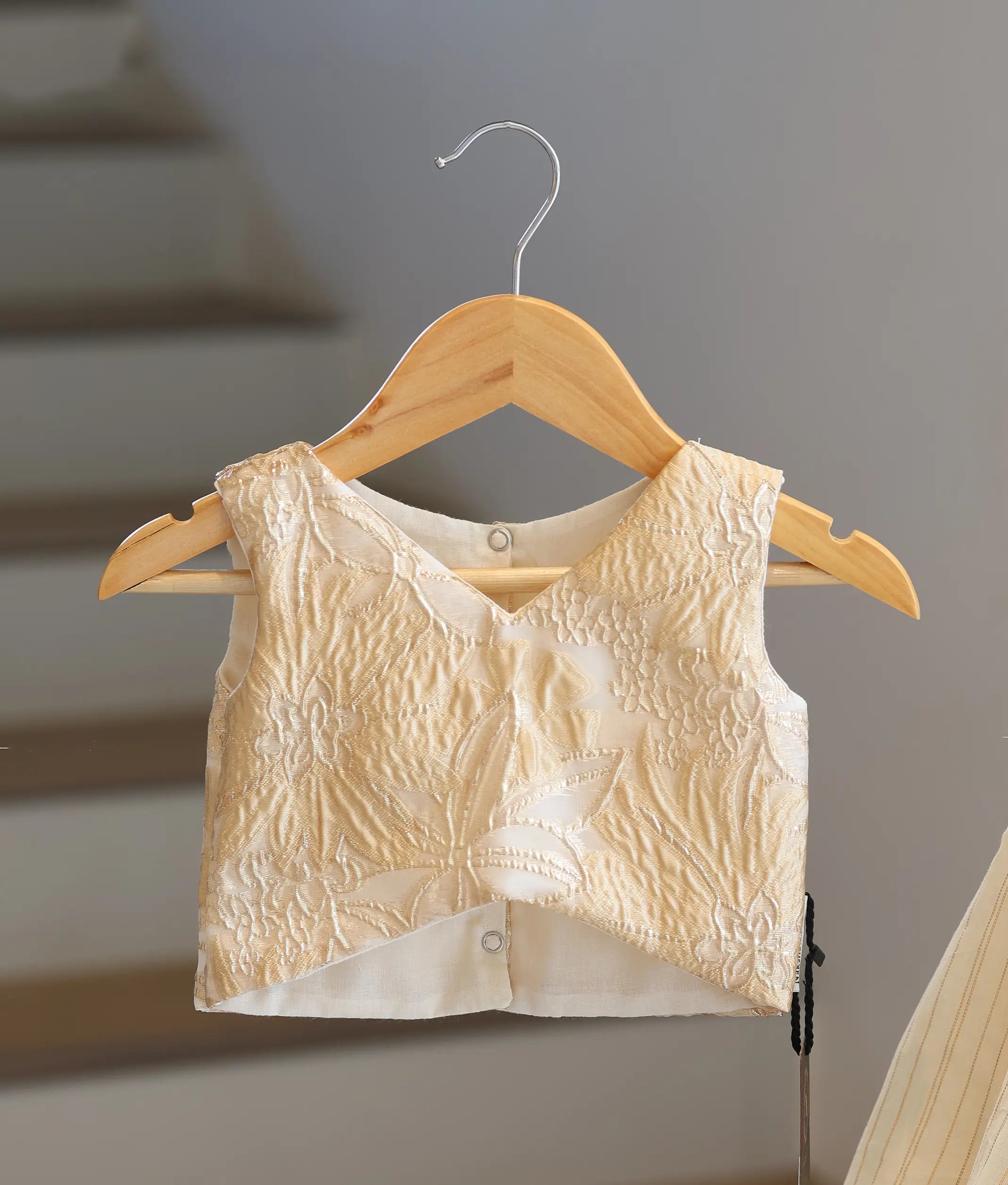 Ivory Turkish Organza Top and Off-white Cotton Skirt for Baby Girl [6512]