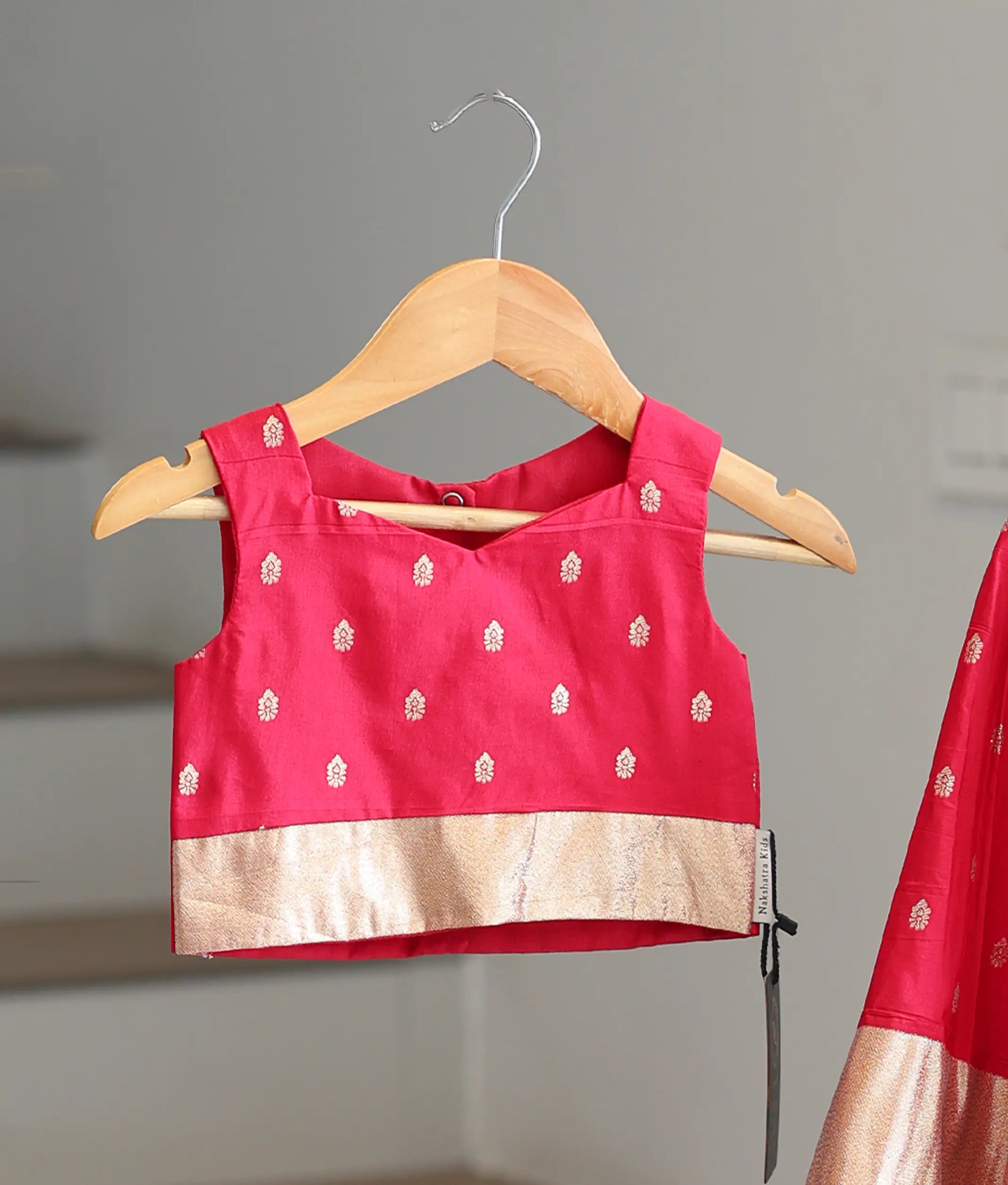 Hot Pink Semi Silk Skirt and Top for Baby Girl [6514]