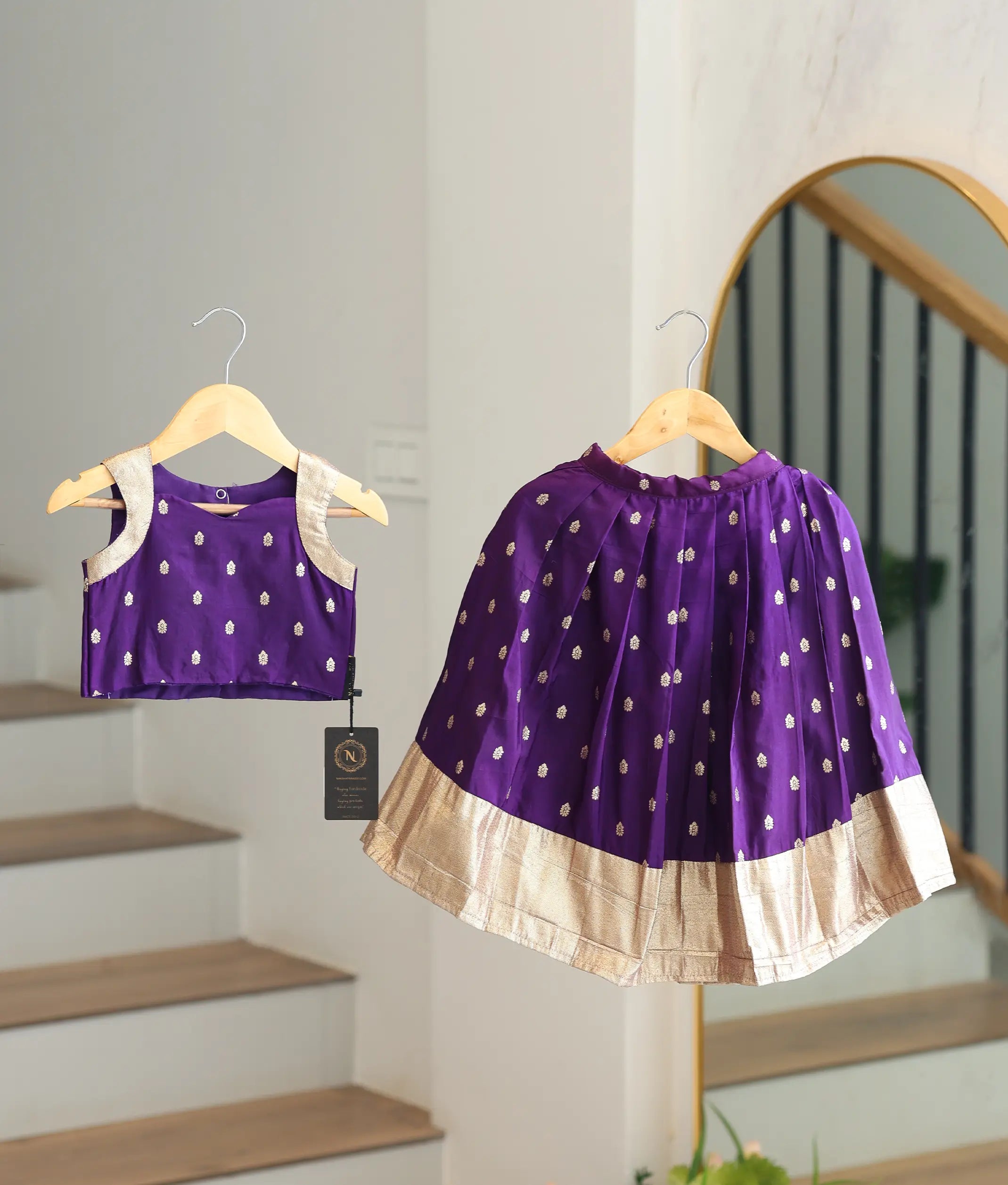 Purple Semi Silk Skirt and Top for Baby Girl [6515]