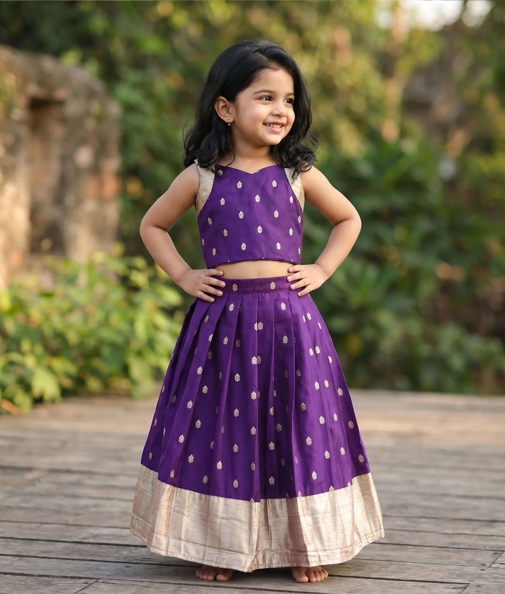 Purple Semi Silk Skirt and Top for Baby Girl [6515]