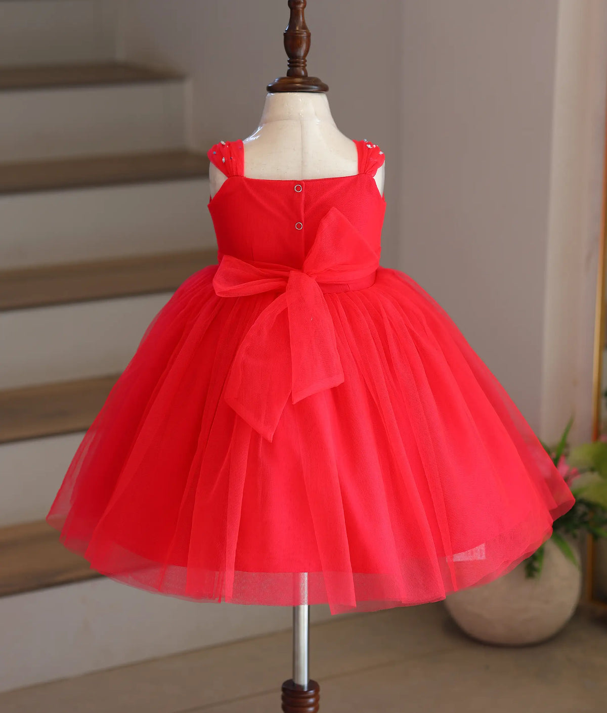 Neon Hot Pink Tulle Net Handwork Birthday Frock for Baby Girl [6520]