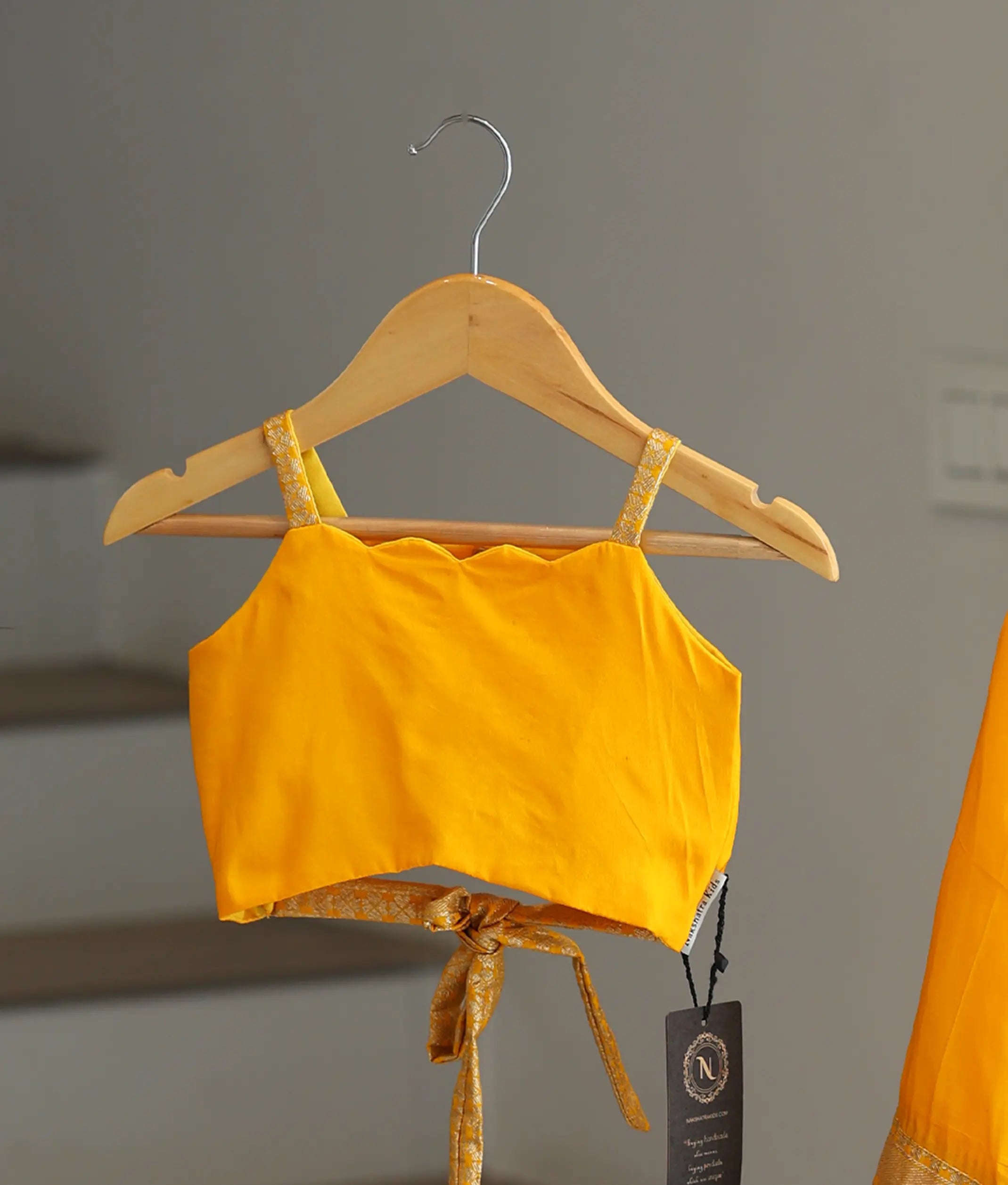 Yellow Semi Silk Skirt and Top for Baby Girl [6524]