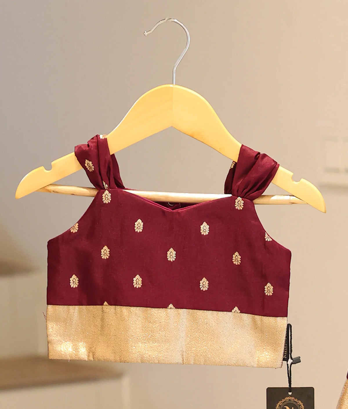 Wine Semi Silk Skirt and Top for Baby Girl [6525]