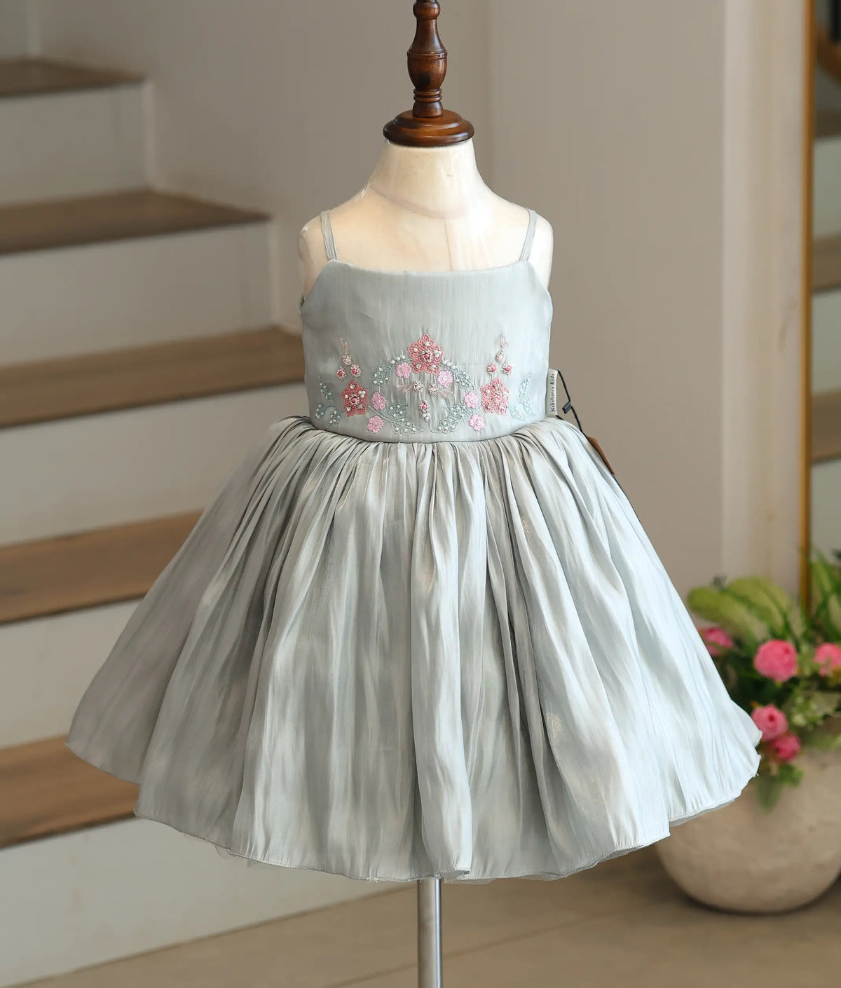 Pastel Green Laser Organza Handworked Birthday Frock For Baby Girl [6536]