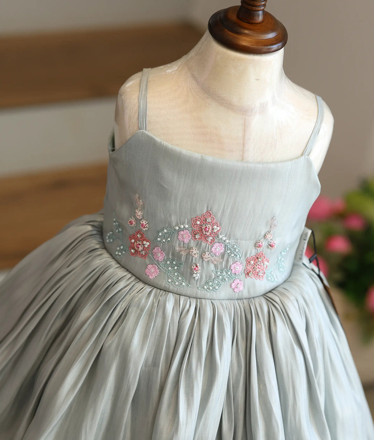 Pastel Green Laser Organza Handworked Birthday Frock For Baby Girl [6536]