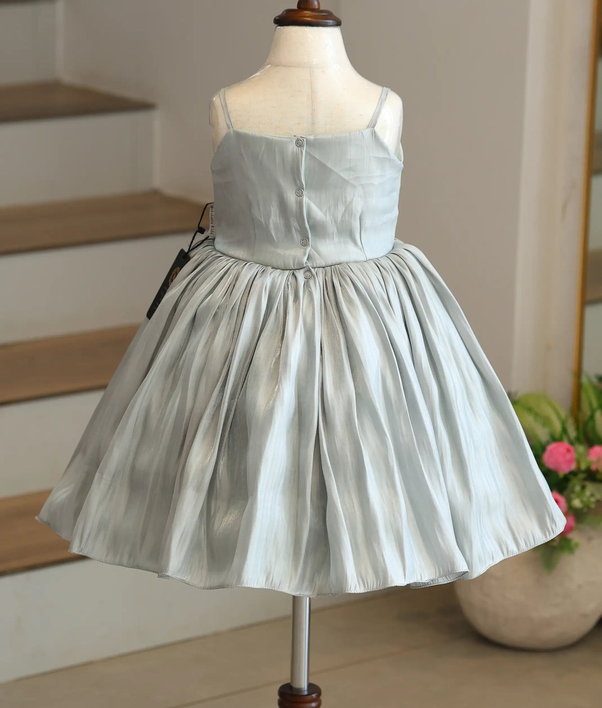Pastel Green Laser Organza Handworked Birthday Frock For Baby Girl [6536]