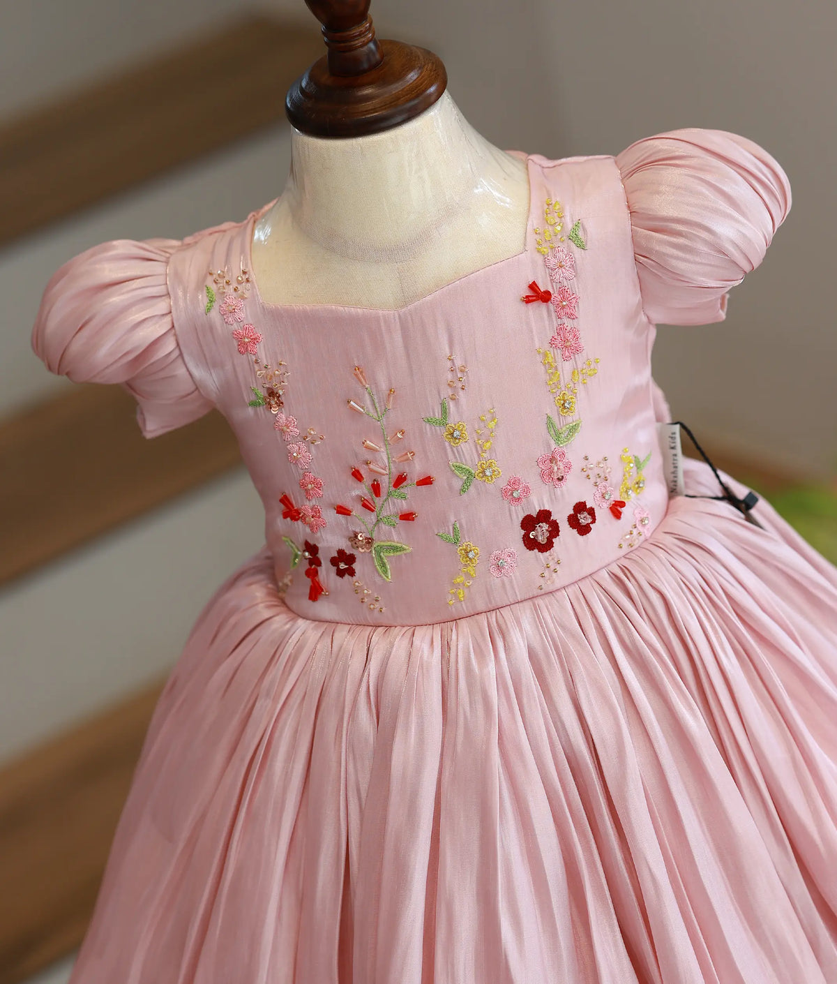 Dusty Rose Laser Organza Handworked Birthday Frock for Baby Girl [6540]