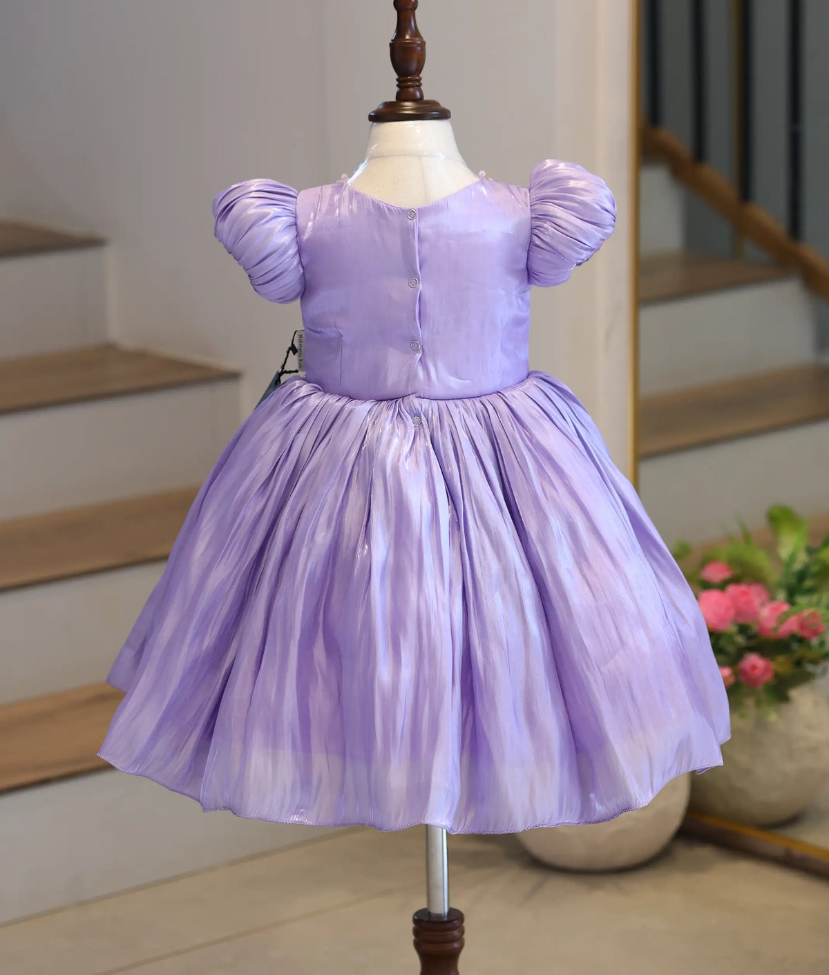 Lavender Laser Organza Handworked Birthday Frock for Baby Girl [6544]