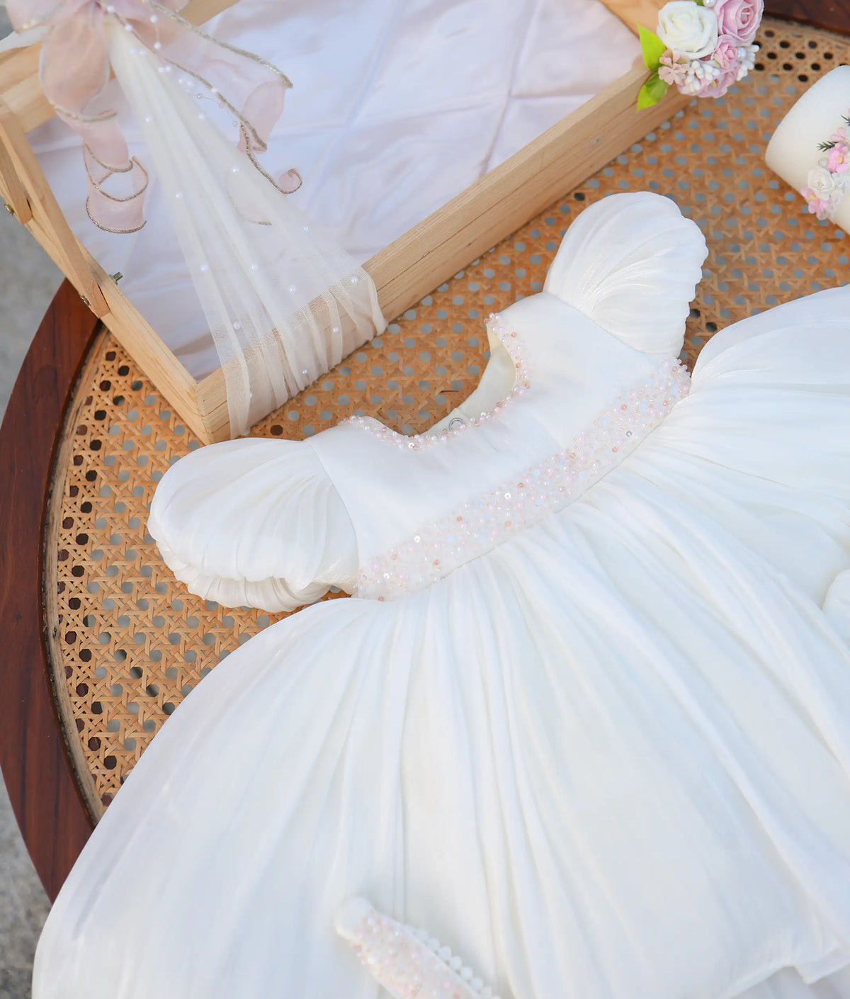 Off-White Handwork Baptism Set for Baby Girl [Pre Order: 6548]