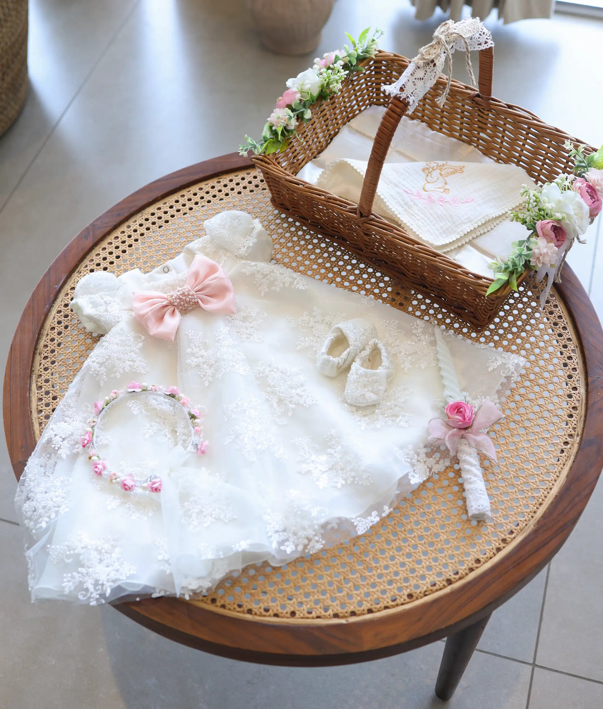 Off-White Handwork Baptism Set for Baby Girl [Pre Order: 6553]