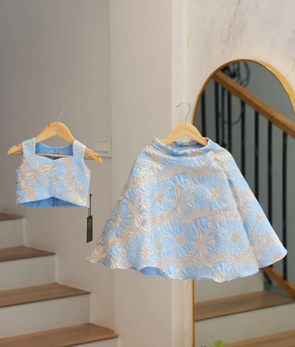 Light Blue Turkish Organza Skirt and Top for Baby Girl [6556]