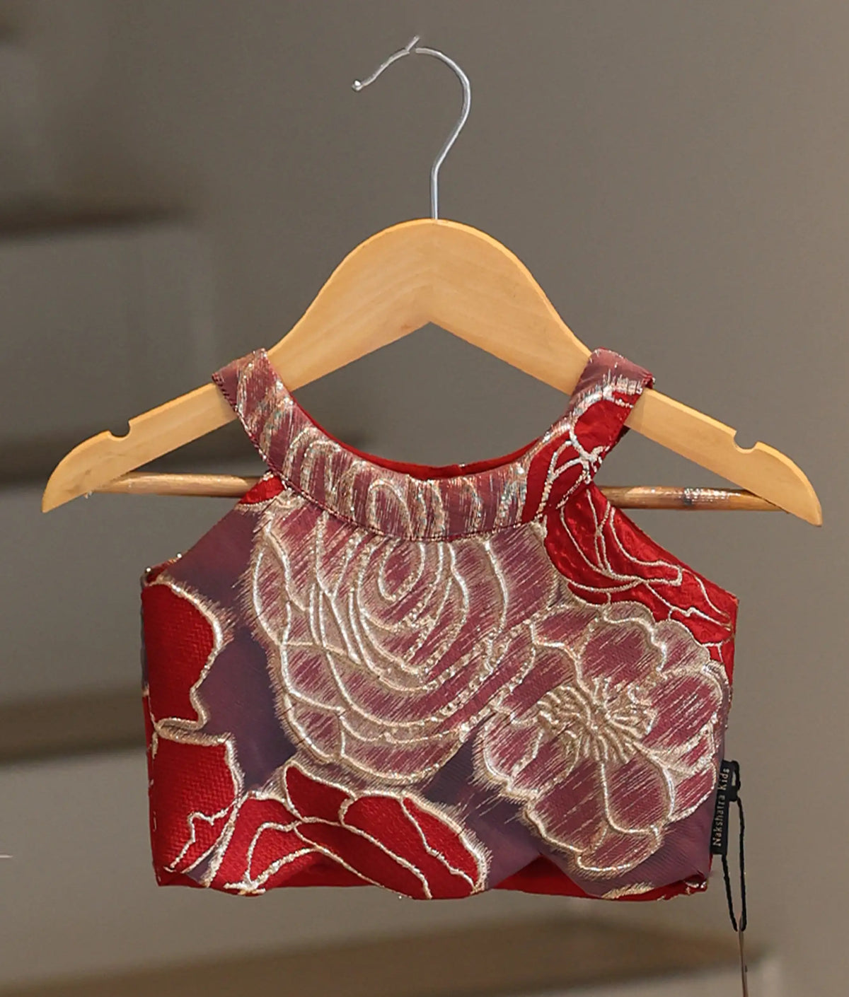 Red and Golden Floral Turkish Organza Skirt and Top for Baby Girl [6561]