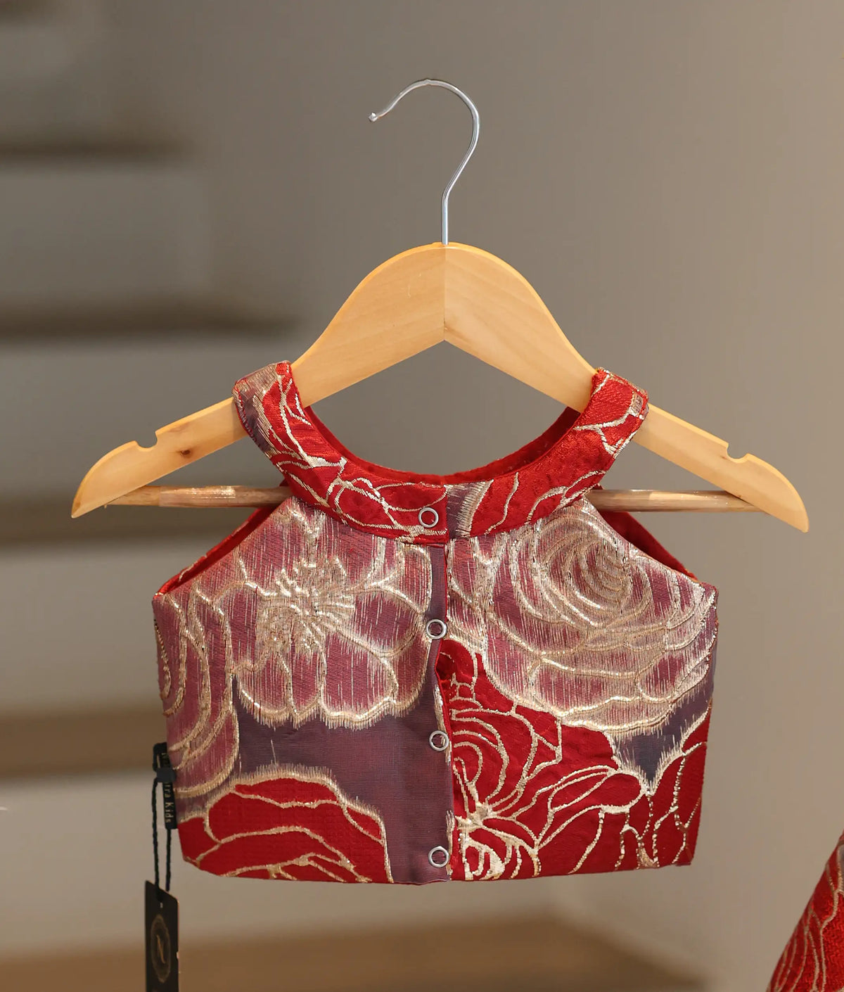 Red and Golden Floral Turkish Organza Skirt and Top for Baby Girl [6561]