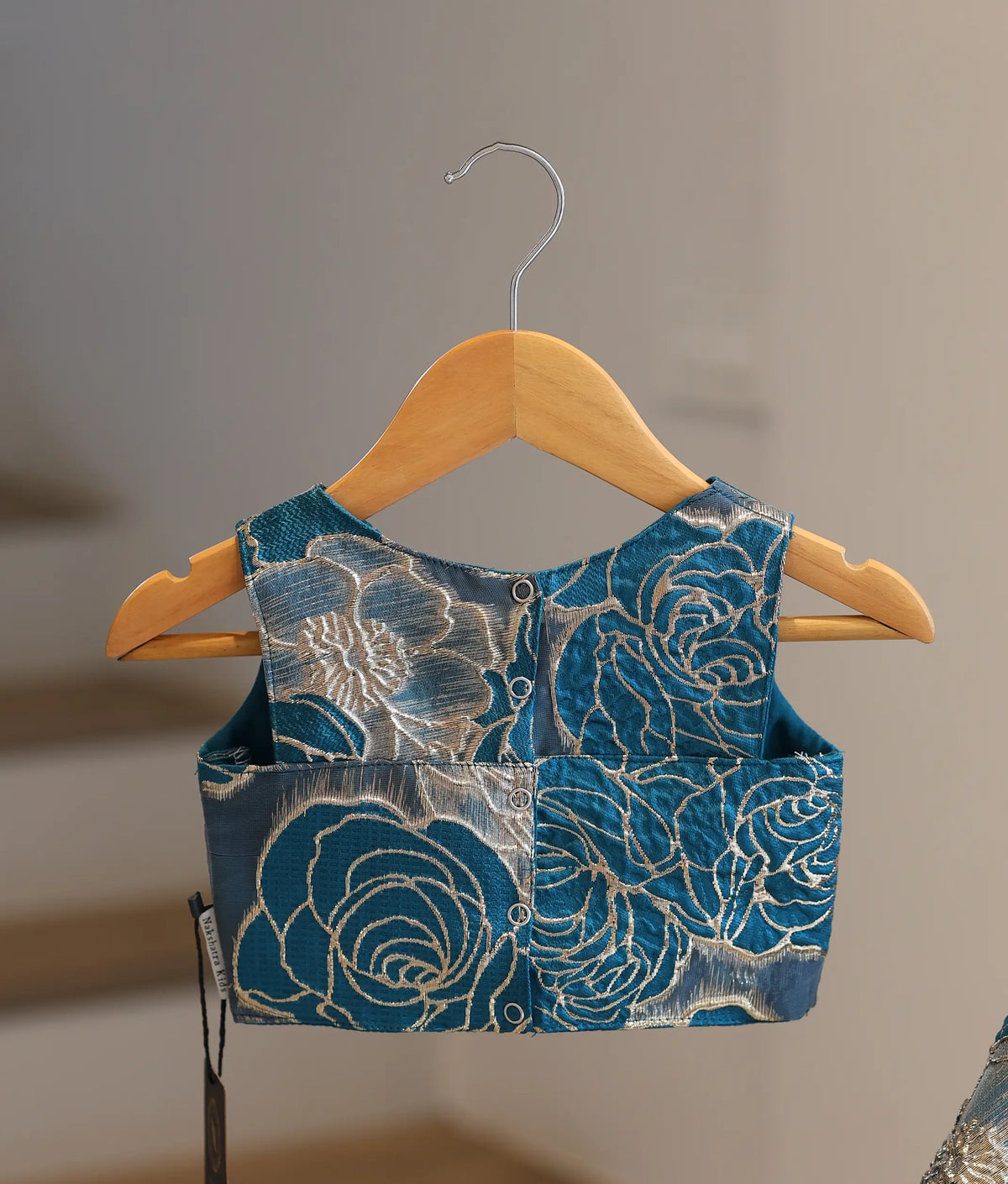 Teal Blue Floral Turkish Organza Skirt and Top for Baby Girl [6565]