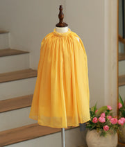 Mango Yellow Georgette Handworked A-Line Frock for Baby Girl [6599]