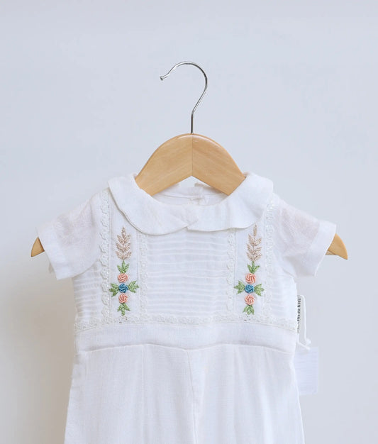 White Cotton Romper Baptism Dress For Baby Boy [Ready To Ship :BB101]