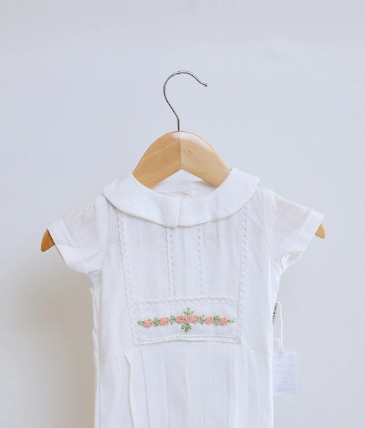 White Cotton Embroidery Romper Baptism Dress For Baby Boy [Ready To Ship :BB102]
