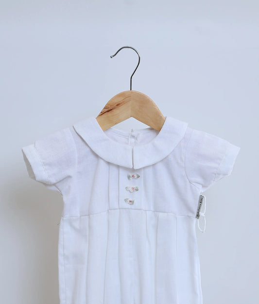 White Cotton Romper Baptism Dress For Baby Boy [Ready To Ship :BB104]