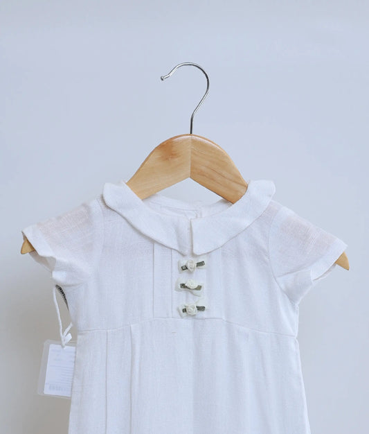 White Cotton Romper Baptism Dress For Baby Boy [Ready To Ship :BB105]