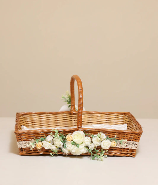 Peach and off-white Flower Baptism Basket For Your Baby Christening [Ready To Ship:BX24]