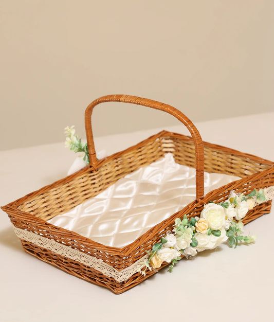 Peach and off-white Flower Baptism Basket For Your Baby Christening [Ready To Ship:BX24]