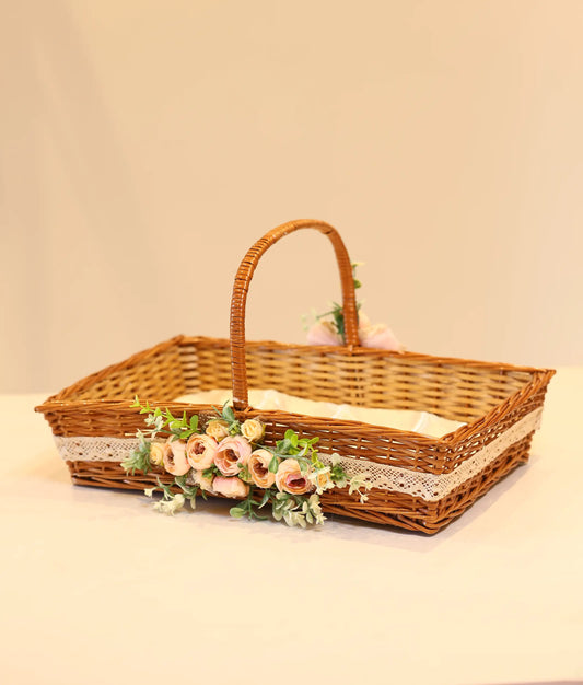 Peach Flower Baptism Basket For Your Baby Christening [Ready To Ship:BX26]