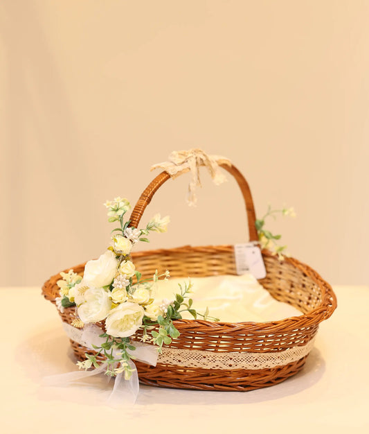 Off-White Flower Baptism Basket For Your Baby Christening [Ready To Ship:BX27]