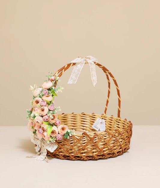 Peach and Pink Flower Baptism Basket For Your Baby Christening [Ready To Ship:BX29]