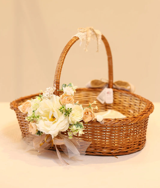 Powder peach and off-white Flower Baptism Basket For Your Baby Christening [Ready To Ship:BX30]