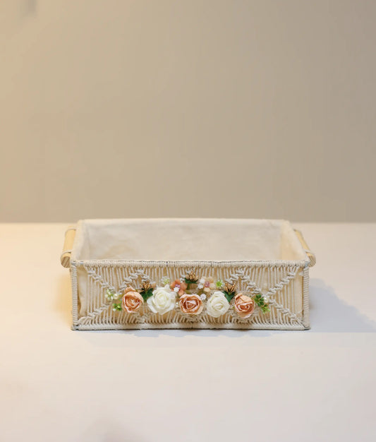 Peach and White Flower Handcrafted Baptism Box For Your Baby Baptism [Ready To Ship:BX46]