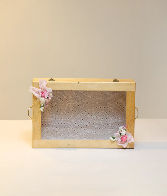 Pink and White Floral Flower Wooden Baptism Box For Baby Baptism [Ready to ship BX47]