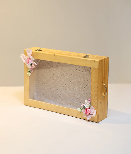 Pink and White Floral Flower Wooden Baptism Box For Baby Baptism [Ready to ship BX47]