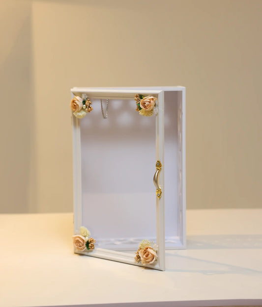 Peach And Off-white Decorative Flower Multi-Wood Baptism Box For Your Baby Bapstism [Ready To Ship:BX48]