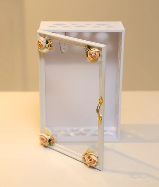 Peach And Off-white Decorative Flower Multi-Wood Baptism Box For Your Baby Bapstism [Ready To Ship:BX48]