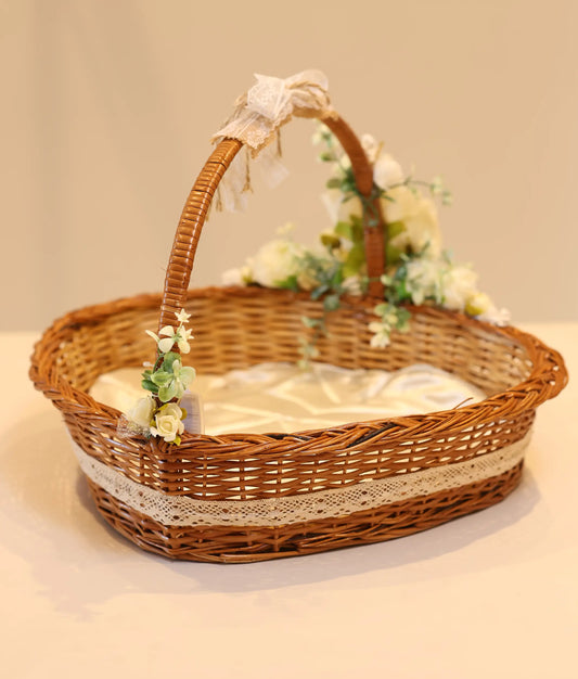 Off-White Flower Baptism Basket For Your Baby Christening [Ready To Ship:BX50]