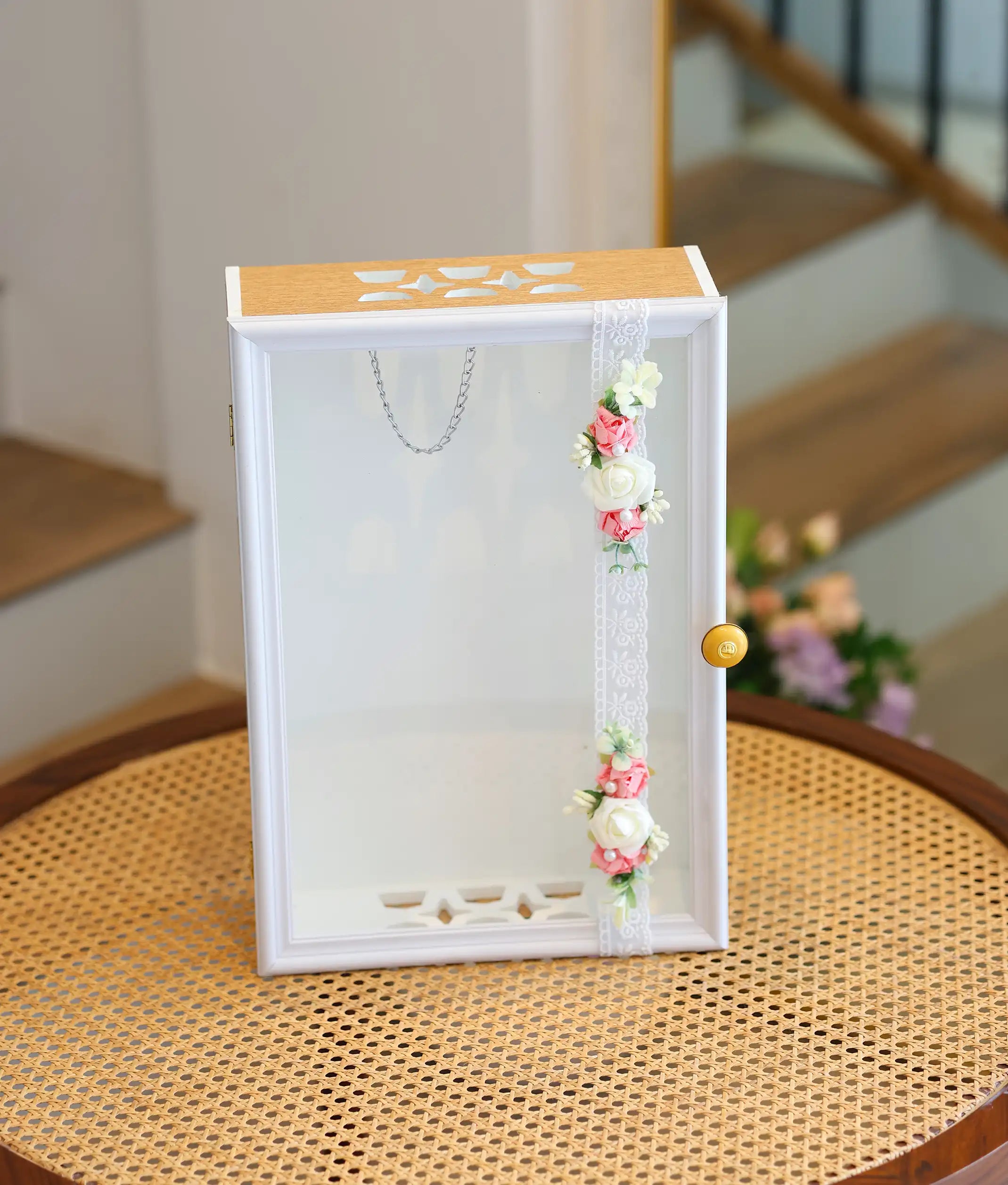 White And Wooden Mutiwood Baptism Box [Ready To Ship: BX62]