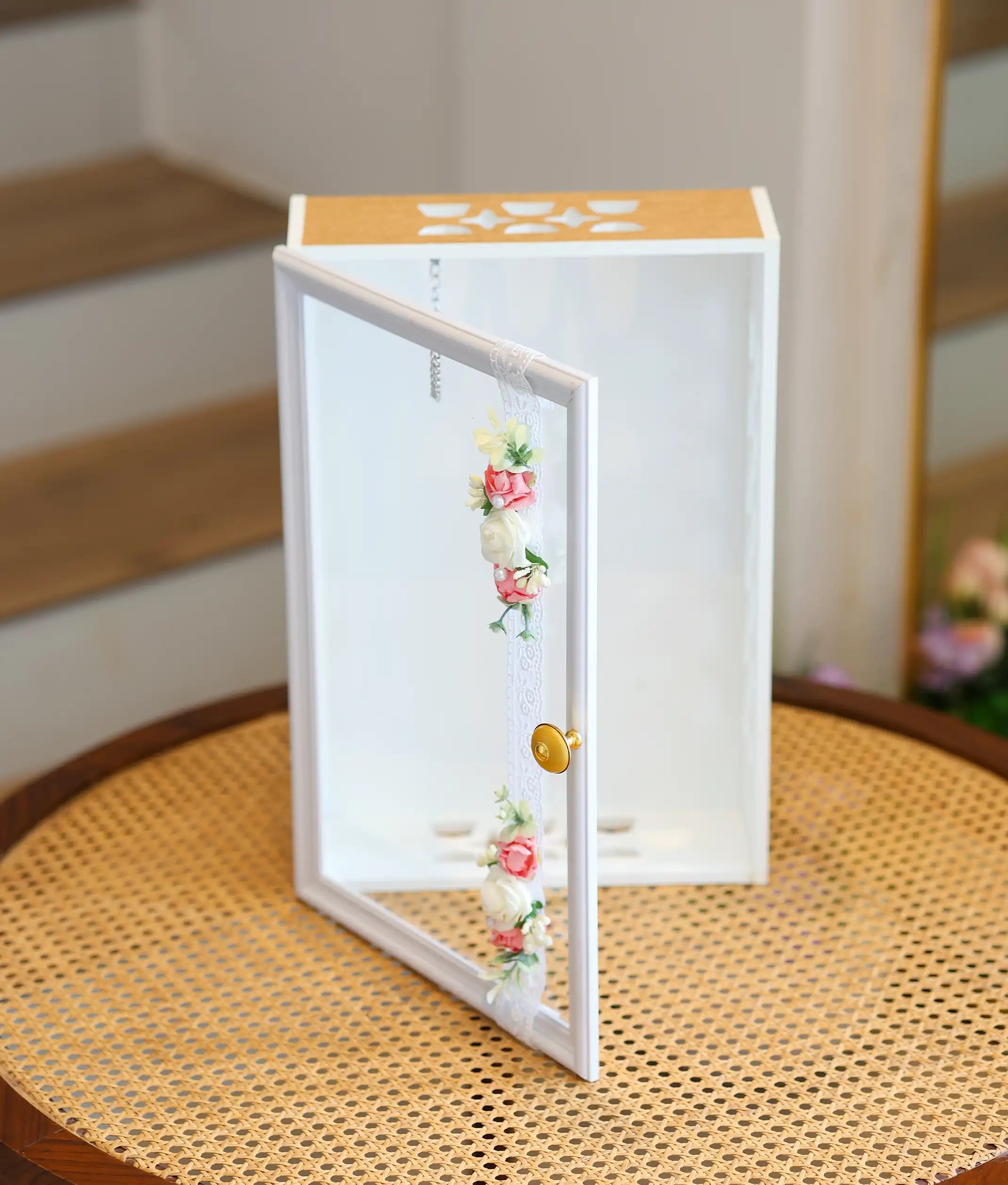 White And Wooden Mutiwood Baptism Box [Ready To Ship: BX62]