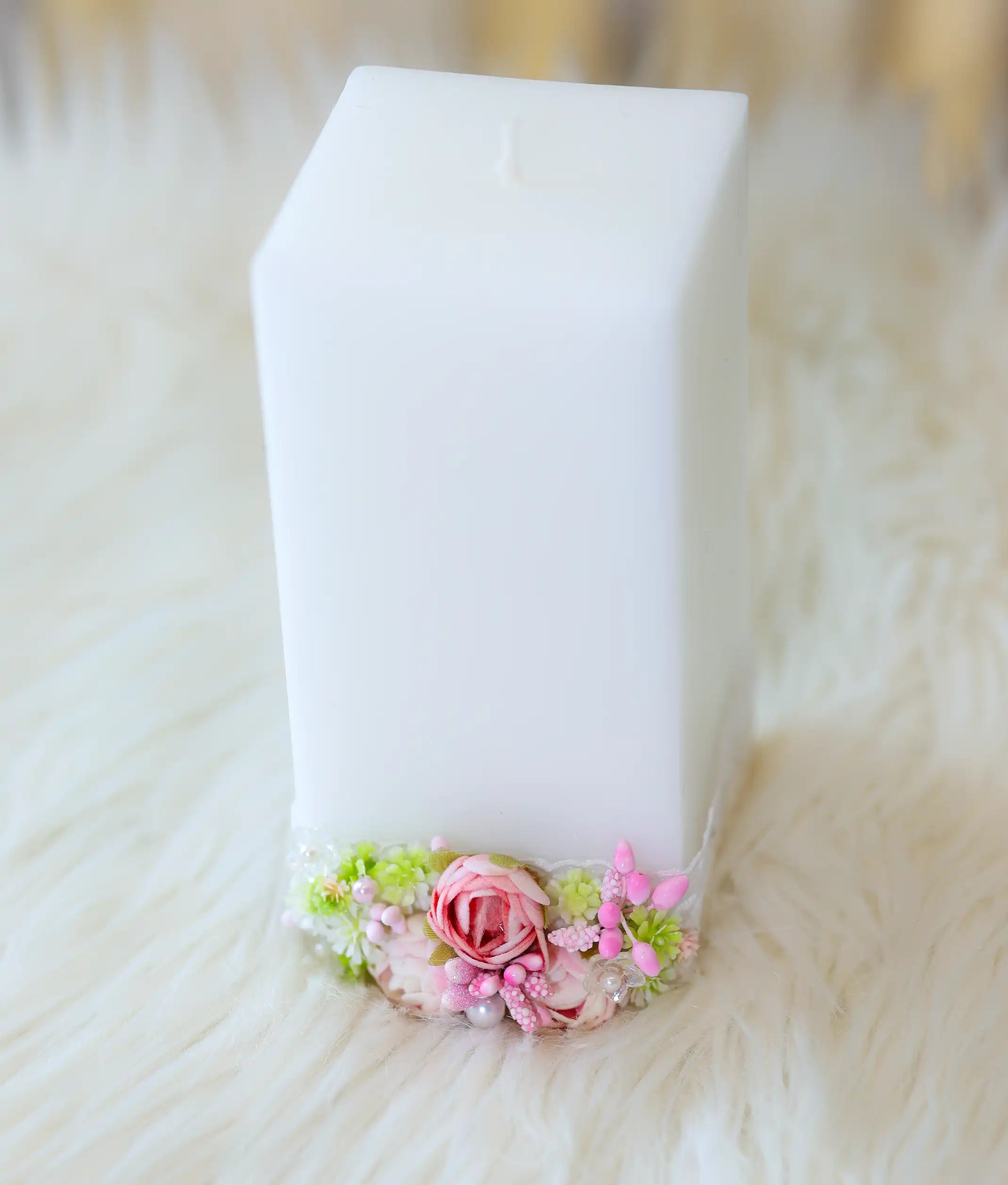 Rose Floral Decorative Handcrafted Baptism Candle [C100]