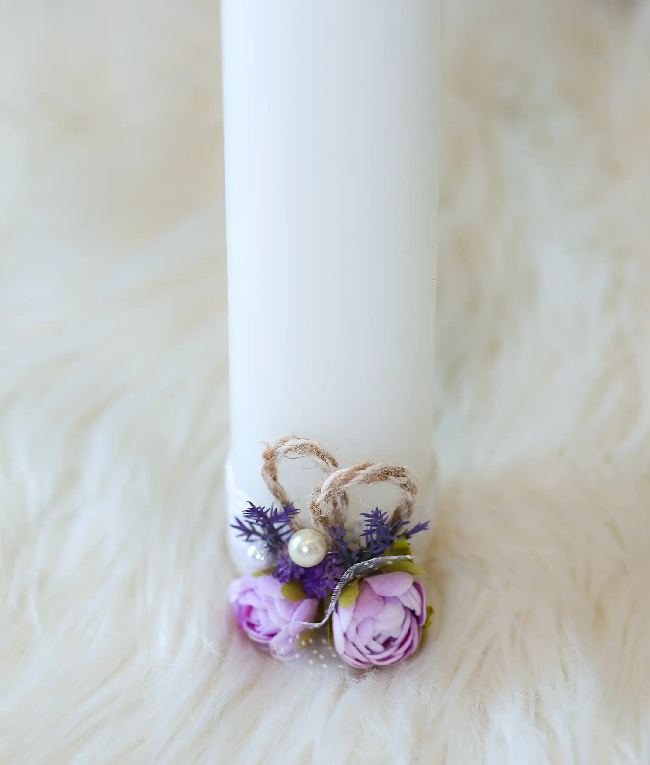 Lavender Floral Decorative Handcrafted Baptism Candle [C101]