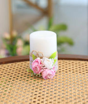 Pink & White Floral Decorative Handcrafted Baptism Candle [C106]