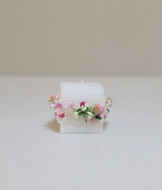 Decorative flower Pillar Candle For Your Baby Baptism [Ready to ship:C75]