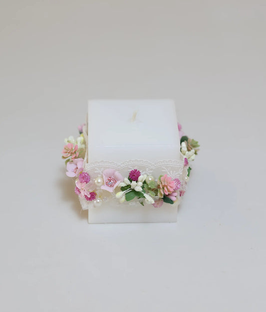 Decorative flower Pillar Candle For Your Baby Baptism [Ready to ship:C75]