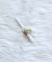 Cream Floral Decorative Spiral Baptism Candle [C90]