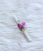 Lavender Floral Decorative Spiral Baptism Candle [C93]