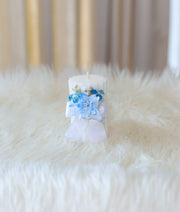 Blue Floral Decorative Handcrafted Baptism Candle [C97]