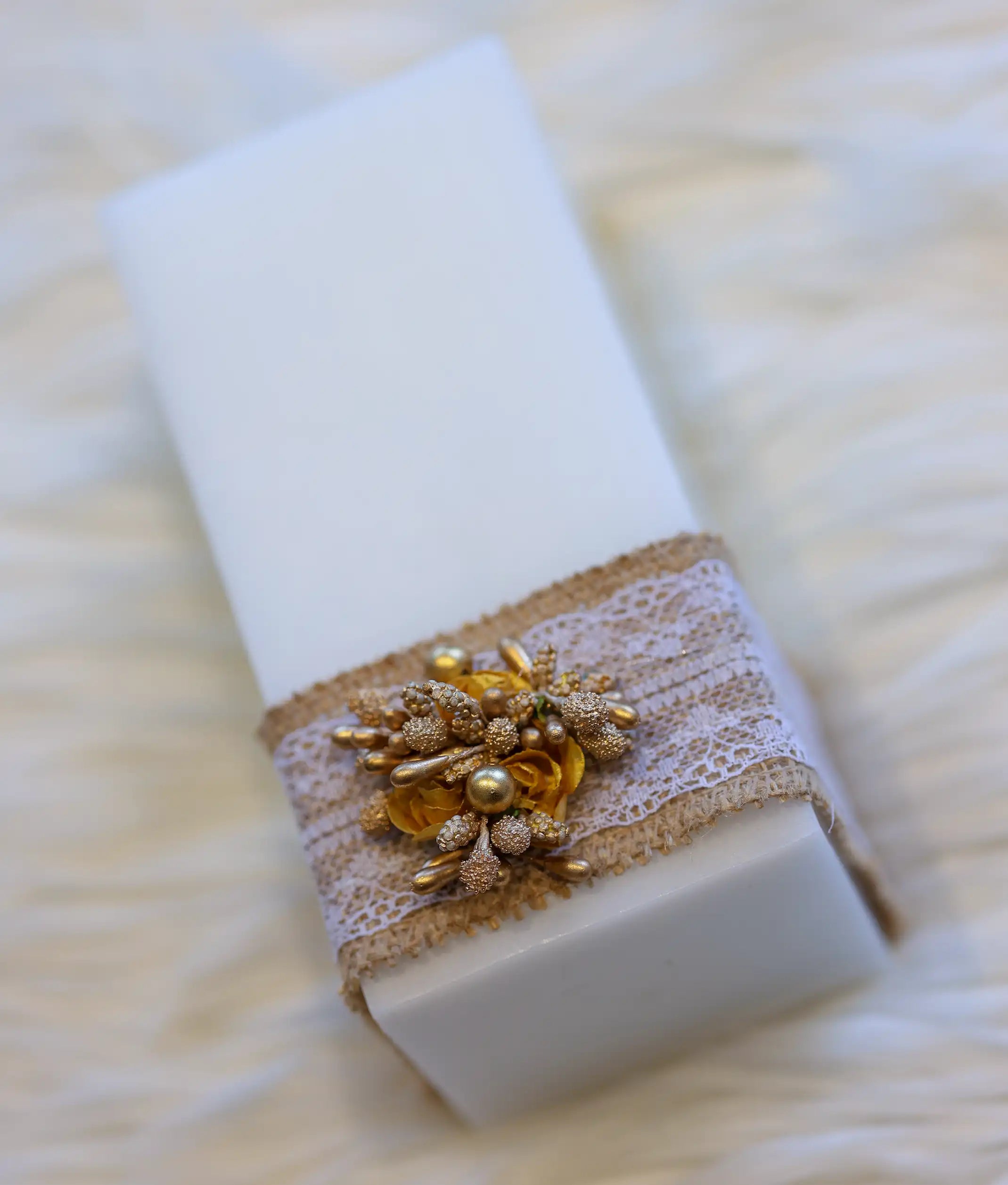 Gold Floral Decorative Handcrafted Baptism Candle [C103]