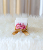 Pink Floral Decorative Handcrafted Baptism Candle [C98]
