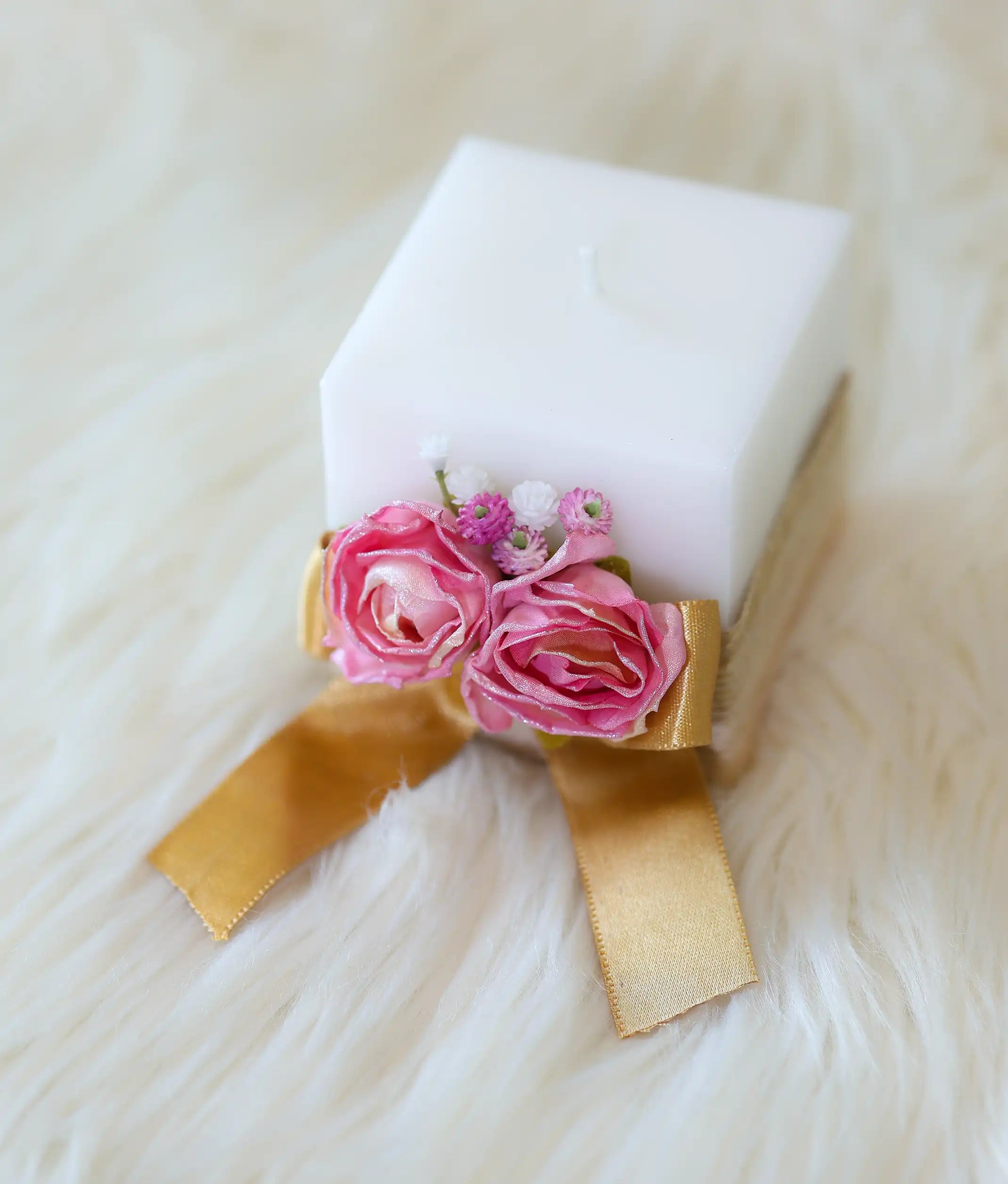Pink Floral Decorative Handcrafted Baptism Candle [C98]