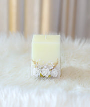 Off-White Floral Decorative Handcrafted Baptism Candle [C99]