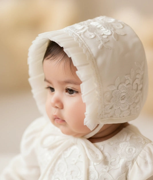 Elegant Off-White Baptism Cap For Your Little One [Ready To Ship: CP02]